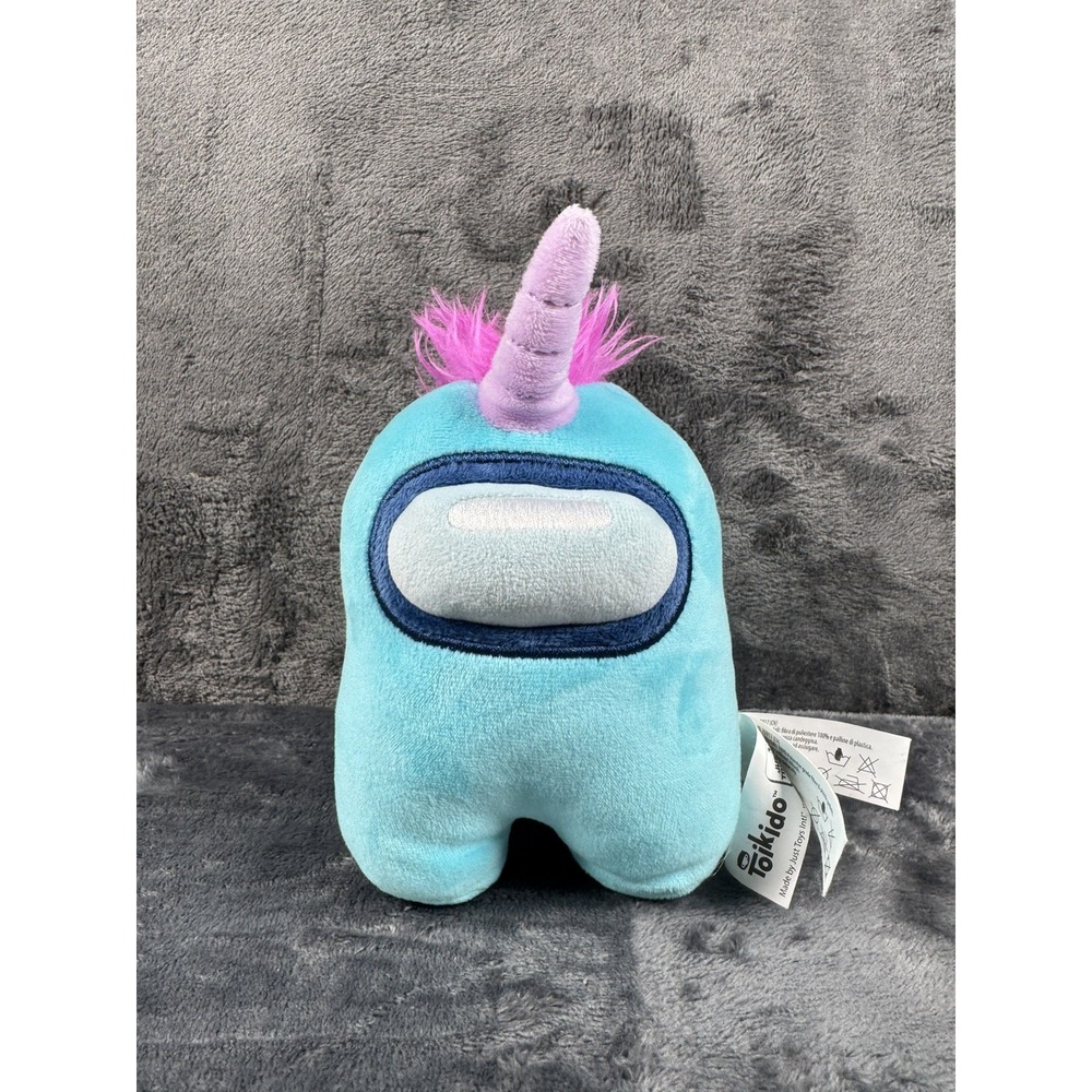 Just Toys Among Us Cyan Crewmate Unicorn Plush Blue Stuffed Animal Toy 7in